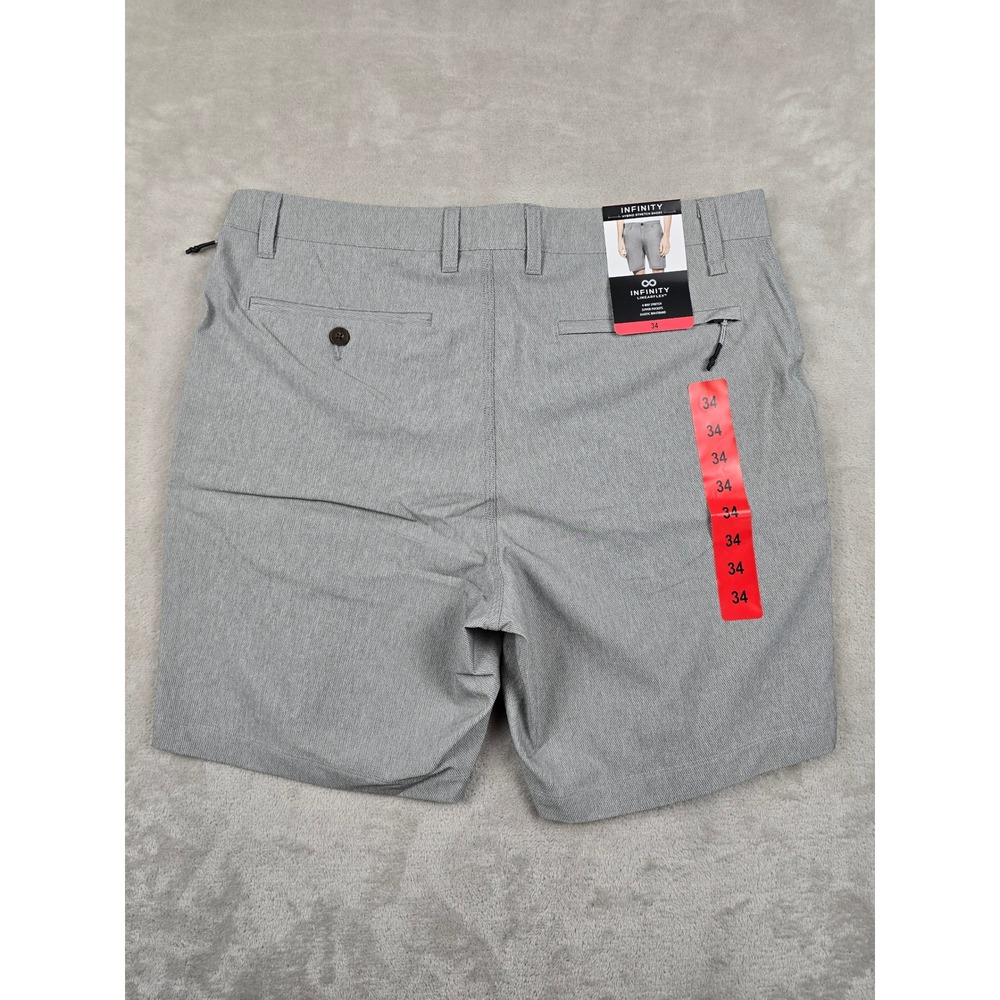 Infinity Linearflex Hybrid Stretch Shorts Mens 34 Light Gray Zip Pocket